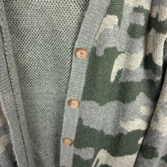 Lucky Brand Womens Green Camo Button Front Cardigan Sz‎ M | Casual Comfy Cozy - Picture 4 of 13